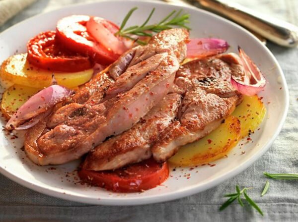 Chuletillas de pavo con verduras
